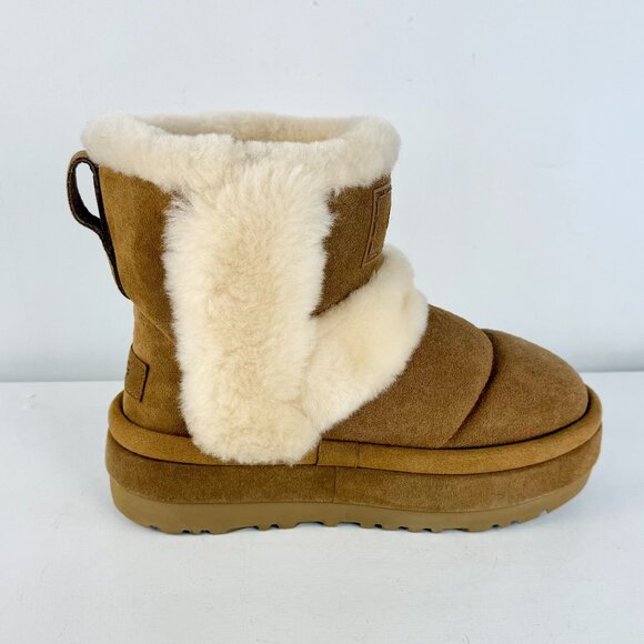Size 7 -Women's UGG Classic Chillapeak Chestnut Leather Sheepskin suede Boots - Picture 3 of 8